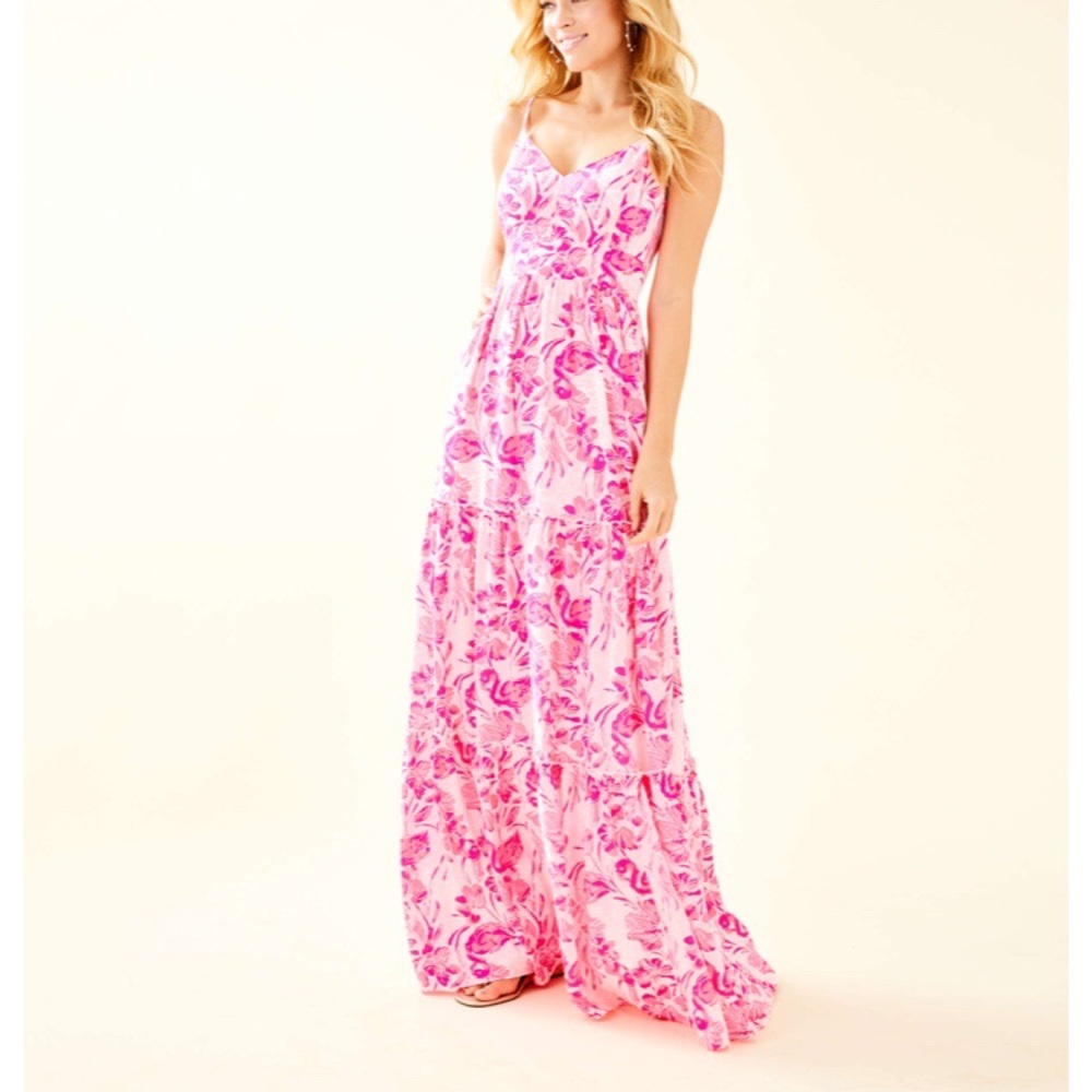 🌸🌴Lilly Pulitzer Melody Maxi CoralReef Flamingle